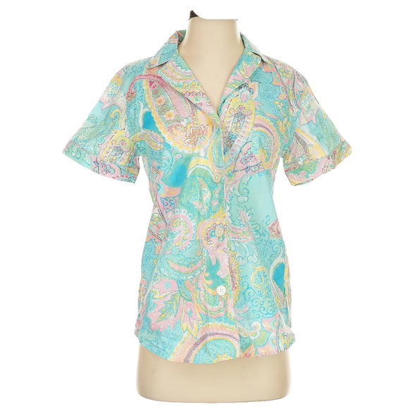 Lauren Ralph Lauren Paisley Blouse S NWT Pastel Cotton Collared Shirt Bloomscore - Picture 1 of 9